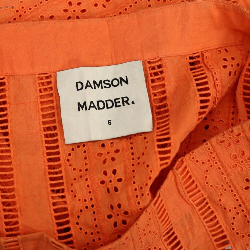 Damson Madder Fiji Mini Wrap Skirt Eyelet Embroidered Orange Cotton XS-6 287316 - Picture 9 of 10